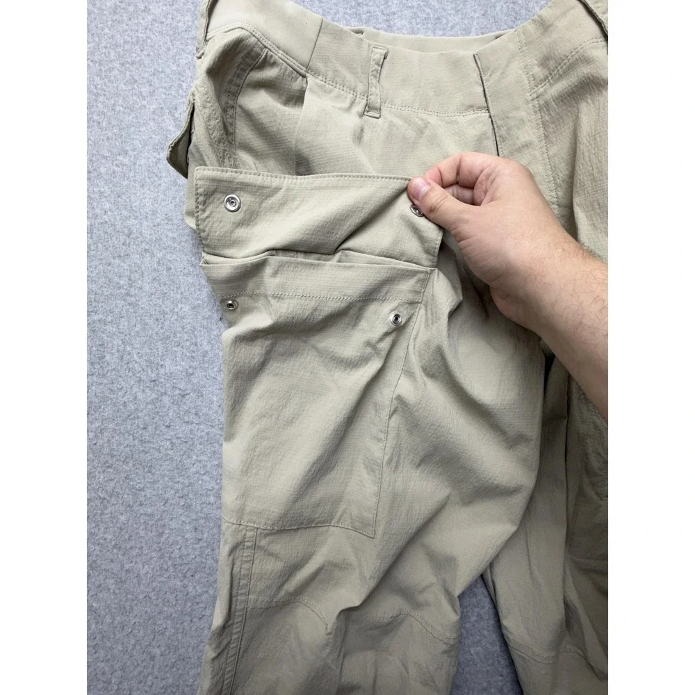 Athleta Trekkie Utility Cargo Pants Womens 0 Beige Hiking Travel Zip Pockets
